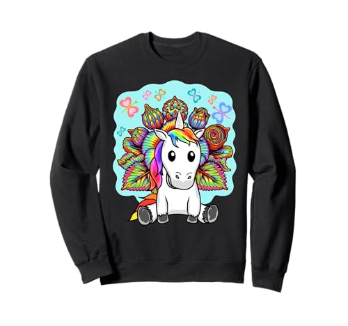 Hippie Einhorn Kinder Pferd Mädchen 60er Retro Sweatshirt von Niedliche Tiere für Kinder