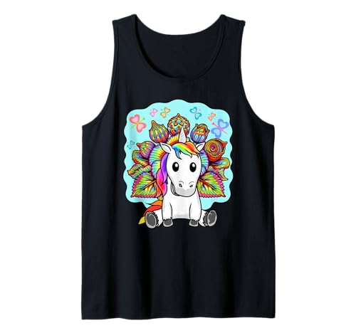 Hippie Einhorn Kinder Pferd Mädchen 60er Retro Tank Top von Niedliche Tiere für Kinder
