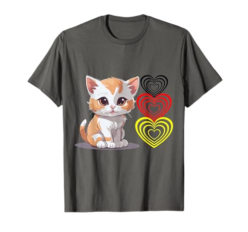 Katze Katzen Herz Herzen Deutschland Tierfreund Teenie Kind T-Shirt Katze Katzen Herz Herzen Deutschland Tierfreund Teenie Kind T-Shirt von Niedliche Tiere für Kinder