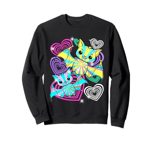 Kinder Retro Halloween Fledermäuse 60er Herzen Sweatshirt von Niedliche Tiere für Kinder