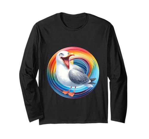 Lachmöwe Möwen Möwe Regenbogen Mädchen Jungen Kind Langarmshirt von Niedliche Tiere für Kinder