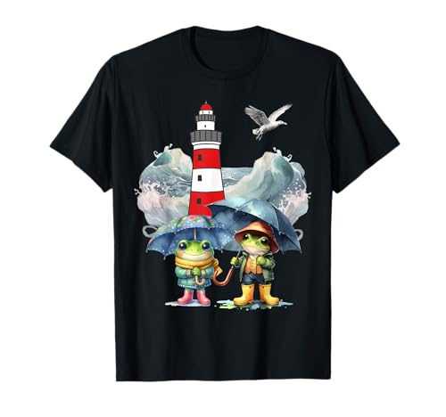Lustig maritim Frösche Kinder Mädchen Jungen Leuchtturm Meer T-Shirt von Niedliche Tiere für Kinder