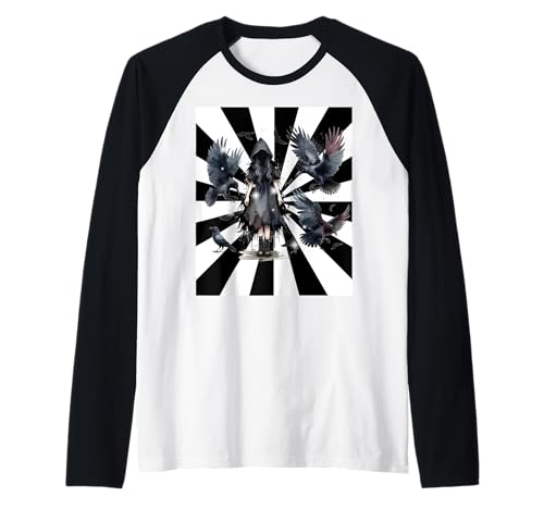 Mädchen Raben Halloween Raglan von Niedliche Tiere für Kinder