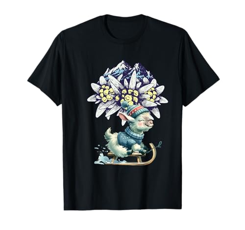 Österreich Alpen Wintersport Ziege Kind Weihnachten Rodeln T-Shirt Österreich Alpen Wintersport Ziege Kind Weihnachten Rodeln T-Shirt von Niedliche Tiere für Kinder