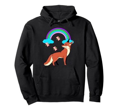 Regenbogen Schmetterlinge Fuchs Kinder Retro Jungen Mädchen Pullover Hoodie von Niedliche Tiere für Kinder
