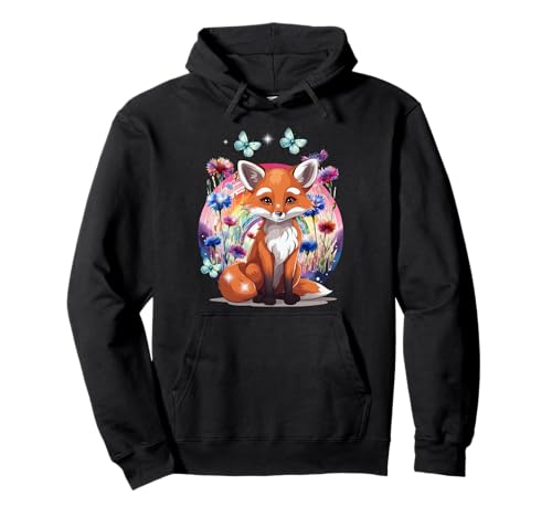 Regenbogen Sommer Kind Fuchs Füchse Mädchen Blumen Natur Pullover Hoodie Regenbogen Sommer Kind Fuchs Füchse Mädchen Blumen Natur Pullover Hoodie von Niedliche Tiere für Kinder