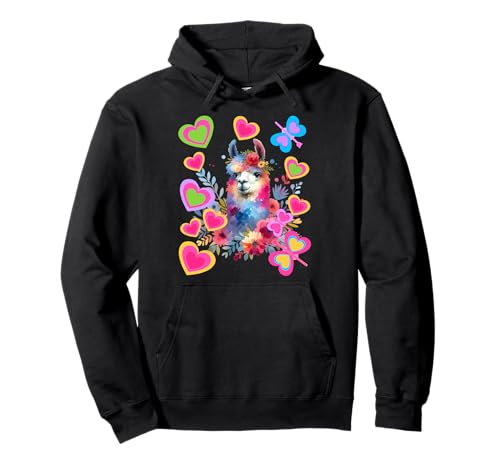 Retro 60er Lama Kind Mädchen Kinder Lamas Herzen Teenie Frau Pullover Hoodie Retro 60er Lama Kind Mädchen Kinder Lamas Herzen Teenie Frau Pullover Hoodie von Niedliche Tiere für Kinder