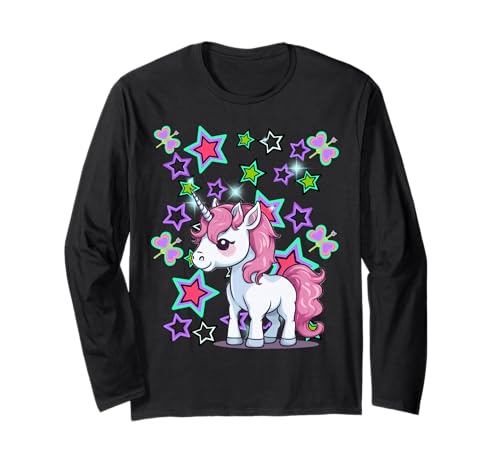 Retro 80er Einhorn Pferd 60er Kind Mädchen Einhörner Langarmshirt von Niedliche Tiere für Kinder