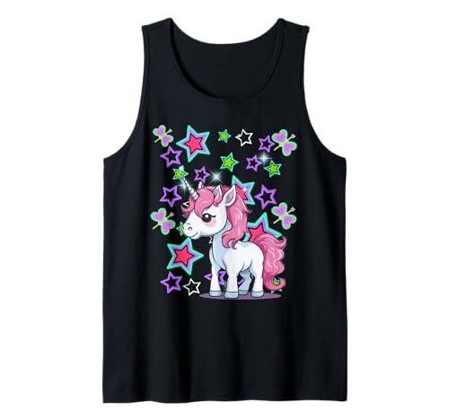 Retro 80er Einhorn Pferd 60er Kind Mädchen Einhörner Tank Top von Niedliche Tiere für Kinder