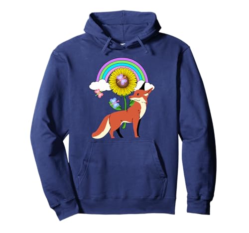 Retro Füchse Fuchs Kinder Mädchen Jungen Regenbogen Pullover Hoodie von Niedliche Tiere für Kinder