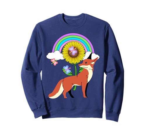 Retro Füchse Fuchs Kinder Mädchen Jungen Regenbogen Sweatshirt von Niedliche Tiere für Kinder