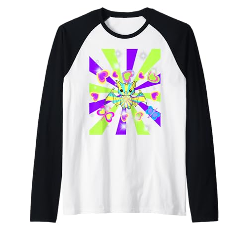 Retro Halloween 60er Fledermaus Kind Mädchen Jungen Raglan von Niedliche Tiere für Kinder