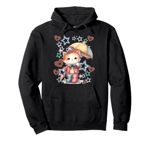 Retro Katze Regenschirm Kinder Mädchen Jungen Katzen Pullover Hoodie von Niedliche Tiere für Kinder