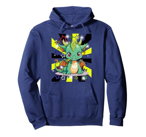 Retro Kinder Fabeltier Drache Mädchen Jungen 60er Pullover Hoodie von Niedliche Tiere für Kinder