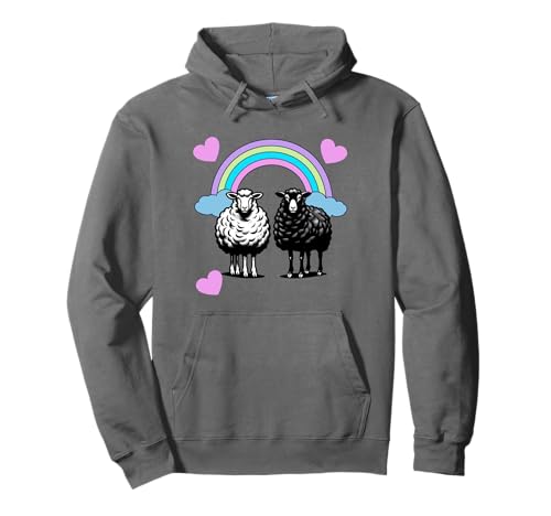 Retro Regenbogen Herz Schafe Schaf Herzen Kind Mädchen Junge Pullover Hoodie von Niedliche Tiere für Kinder