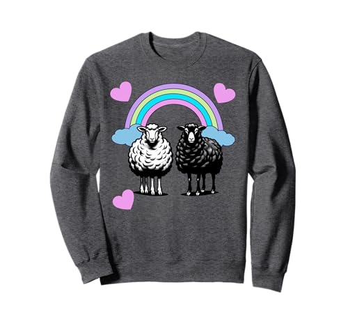 Retro Regenbogen Herz Schafe Schaf Herzen Kind Mädchen Junge Sweatshirt von Niedliche Tiere für Kinder
