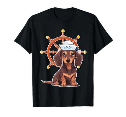 Steuermann Kind Dackel Hunde Matrose Steuerrad maritim T-Shirt von Niedliche Tiere für Kinder