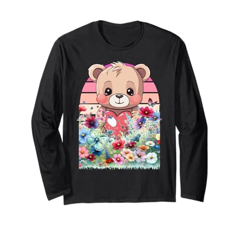 Teddy Kinder Kind Mädchen Jungen Langarmshirt von Niedliche Tiere für Kinder