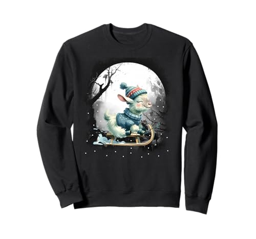 Wintersport Schlitten Ziege Kinder Mädchen Jungen Tirol Sweatshirt von Niedliche Tiere für Kinder