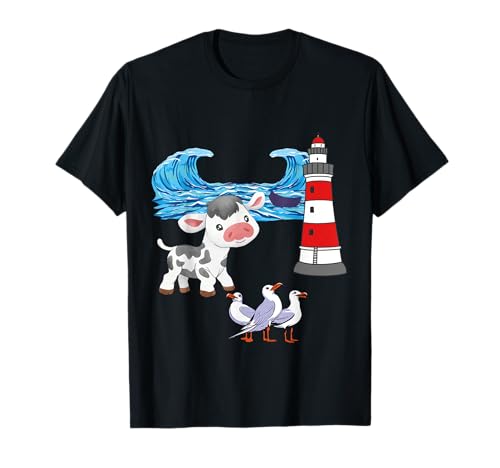 maritim Kind Leuchtturm Nordsee Ostsee Möwen Möwe Kinder T-Shirt von Niedliche Tiere für Kinder