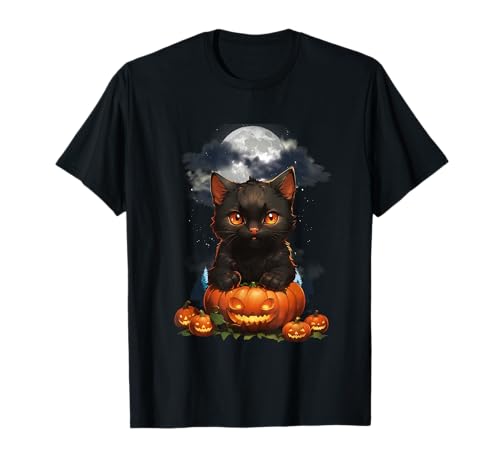 mystische Halloween Katze Katzen Kärtzchen Kater Kürbis Kind T-Shirt von Niedliche Tiere für Kinder