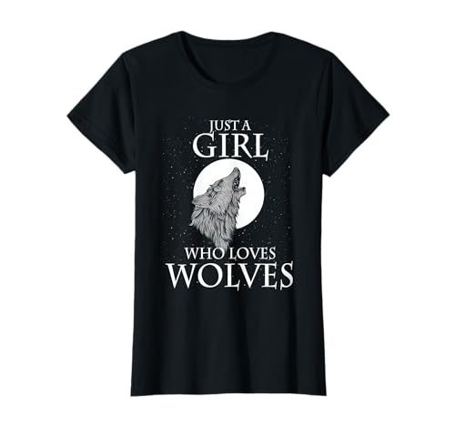 Just A Girl Who Loves Wolves Wolf Wölfe Damen Mädchen T-Shirt von Niedliche Tiermotive Geburtstag und Weihnachten