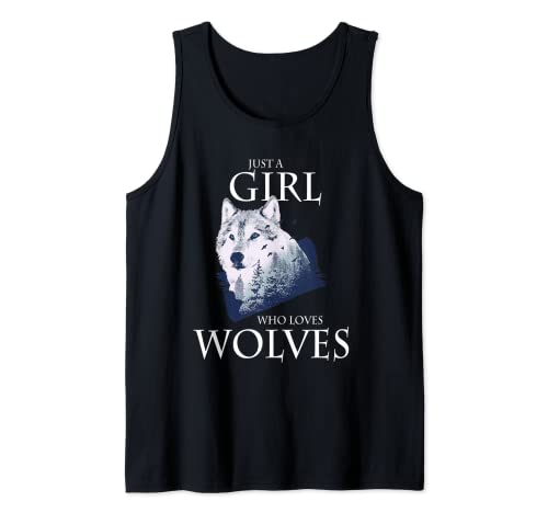 Just A Girl Who Loves Wolves Wolf Wölfe Damen Mädchen Tank Top von Niedliche Tiermotive Geburtstag und Weihnachten