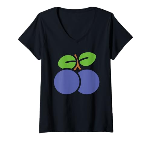 Damen Humor Blaubeeren Frucht minimalistische einfache Blaubeere T-Shirt mit V-Ausschnitt Damen Humor Blaubeeren Frucht minimalistische einfache Blaubeere T-Shirt mit V-Ausschnitt von Niedliche minimalistische einfache Blaubeere