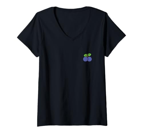 Damen Humor Blaubeeren Frucht minimalistische einfache Blaubeere T-Shirt mit V-Ausschnitt Damen Humor Blaubeeren Frucht minimalistische einfache Blaubeere T-Shirt mit V-Ausschnitt von Niedliche minimalistische einfache Blaubeere