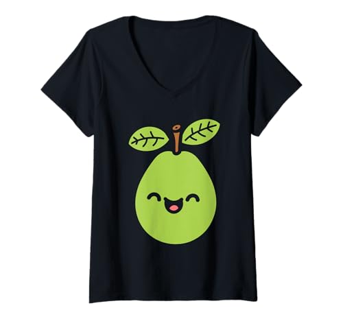 Damen Humor Guaven Frucht minimalistische einfache Guave T-Shirt mit V-Ausschnitt Damen Humor Guaven Frucht minimalistische einfache Guave T-Shirt mit V-Ausschnitt von Niedliche minimalistische einfache Guave