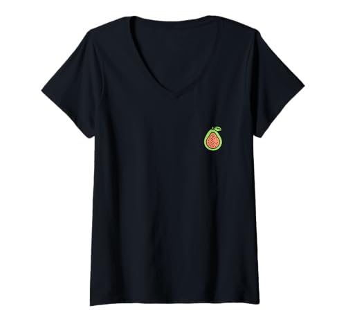 Damen Humor Guaven Frucht minimalistische einfache Guave T-Shirt mit V-Ausschnitt Damen Humor Guaven Frucht minimalistische einfache Guave T-Shirt mit V-Ausschnitt von Niedliche minimalistische einfache Guave
