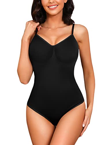 Nieery Body Damen Shapewear Shaper Bodysuit String Tangas Typ Shape up String-Body Figurfromende Body Bauchweg Effekt Häkchen im Schritt Miederbody nahtlos taillenformer Träger verstellbar Bodyformer von Nieery