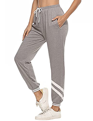 Nieery Jogginghose Damen lang Sporthose Baumwolle Trainingsanzug Damen Sport Hosen mit Gummizug Sportbekleidung Fitness Sporthosen mit Bündchen Freizeithose mit Streifen Bewegungsfreiheit Komfort von Nieery