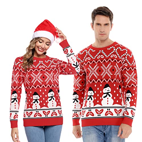 Nieery Weihnachtspullover Partnerlook Pärchen Familie Rundhals Strickpullover Damen Herren Weihnachtspulli Christmas Sweater Weihnachtsbaum Rentier Winter Pullover von Nieery