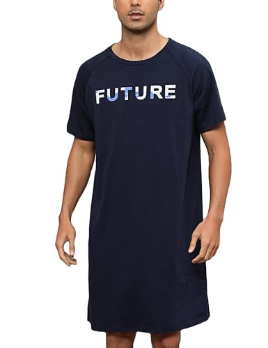 Nieery Herren Nnachthemd Kurzarm Schlafanzugoberteile Männer Nachtwäsche Schlafanzugoberteile Herren Schlafhemd Baumwolle Schlafshirt von Nieery