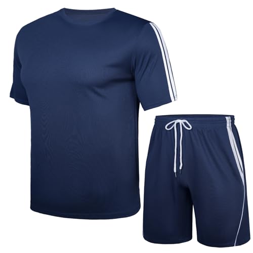 Nieery Jogginganzug Herren Tshirt Sporthose kurz Trikot Sportbekleidung für Herren Activewear Set Workout Trainingstrikot Fitness Streatwear Trainingsanzug Fußball t shirt kurze Hosen von Nieery