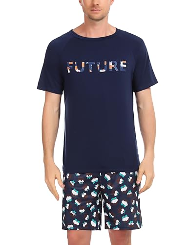 Nieery Schlafanzug Herren Kurz Baumwolle Pyjama Sommer Männer Kurzarm T-Shirt Pyjamahose Zweiteilig Set Nieery Schlafanzug Herren Kurz Baumwolle Pyjama Sommer Männer Kurzarm T-Shirt Pyjamahose Zweiteilig Set von Nieery