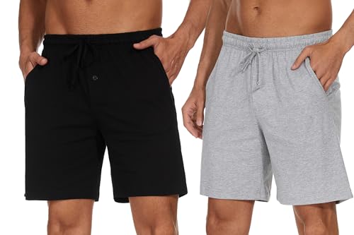 Nieery Schlafanzughose Herren kurz Schlafshorts Männer mit 3 Taschen Schlafanzughosen für Herren Kurze Schlafanzughose Herren Pyjamahose kurz mit Karomuster von Nieery