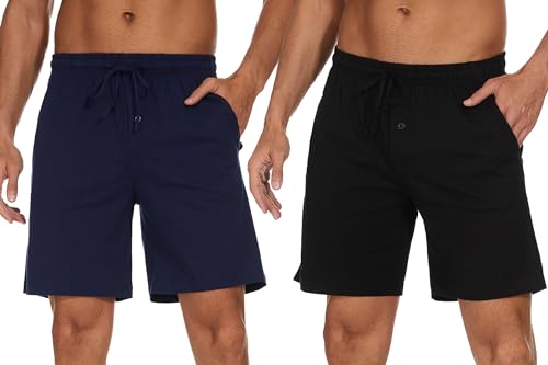 Nieery Schlafanzughose Herren kurz Schlafshorts Männer mit 3 Taschen Schlafanzughosen für Herren Kurze Schlafanzughose Herren Pyjamahose kurz mit Karomuster von Nieery