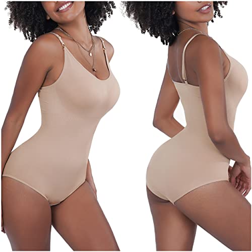 Nieery Shapewear Damen Body Shaper Bodysuit Shaping women Figurfromende Body mit Bauchweg Effekt Harke im Schritt Miederbody nahtlos taillenformer Träger verstellbar schöne Silhouetten Bodyformer von Nieery