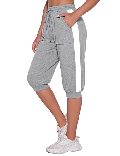 Nieery Damen Jogginghose 3/4 Sommer Sporthose Caprihose Laufhose Freizeithose Sweathose Trainingshose mit Taschen und Gürtel Nieery Damen Jogginghose 3/4 Sommer Sporthose Caprihose Laufhose Freizeithose Sweathose Trainingshose mit Taschen und Gürtel von Nieery