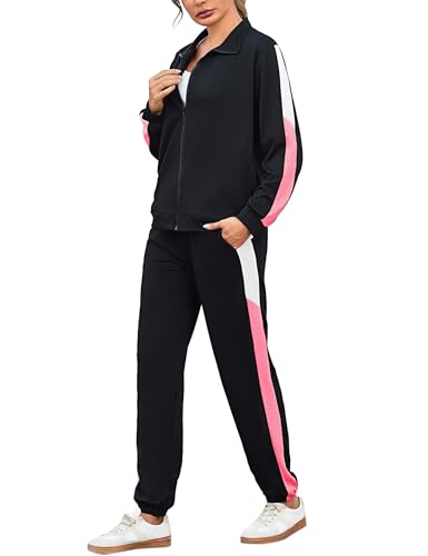 Nieery Trainingsanzüge Damen Lang Leicht Kontrastierende Farben Sportanzug Freizeitanzug Jogginganzug Langarm von Nieery