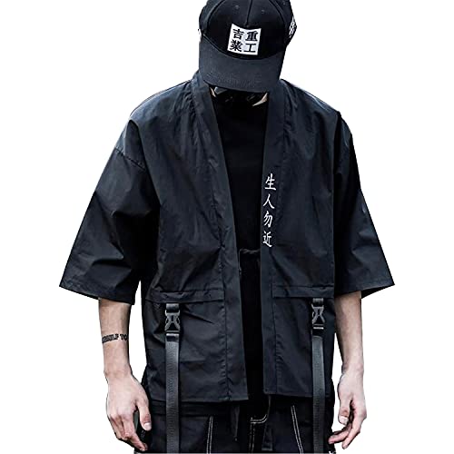 Niepce Inc Japanische Streetwear Samurai Kimono Cardigan für Herren, Schwarz, Klein von Niepce Inc