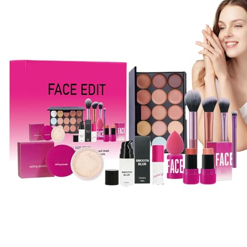 Niesel Augen- und Gesichts -Make -up -Kit, Gesichtsmake -up -Set | Lidschatten -Palettenbürsten Make -up -Kit - Make-up-Set, Rouge Stick Lose Pulver langlebig für Frauen, Mädchen, Teenager von Niesel