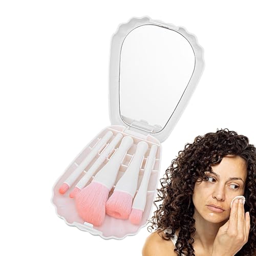 Niesel Kleines Make-up-Pinsel-Set, tragbares Kosmetikpinsel-Set mit Spiegeletui, 6 x Foundation-Pinsel-Set mit Spiegeln für Lidschatten, Puder von Niesel