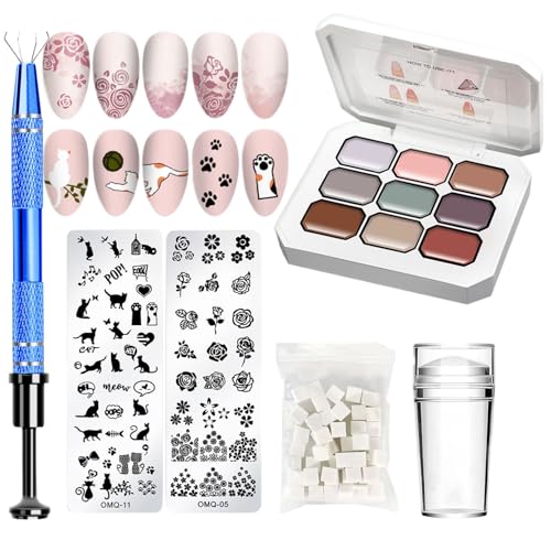 Niesel Solide Gel-Nagellack-Palette | Pat Painting Gel Set | Art Pat Gradient Maniküre mit Schwämmen und Metallgreifer für Zuhause Erwachsene Mädchen Frauen von Niesel