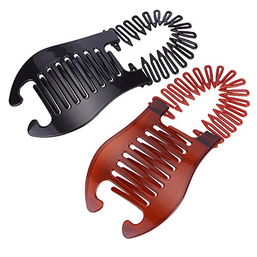 Nifocc Interlocking Bananen kämme Stretch Flexible Haar kämme Clips Flexible Pferdeschwanz Haarspangen Haarschmuck für Frauen und Mädchen 2 Stk Braun und Schwarz Nifocc Interlocking Bananen kämme Stretch Flexible Haar kämme Clips Flexible Pferdeschwanz Haarspangen Haarschmuck für Frauen und Mädchen 2 Stk Braun und Schwarz von Nifocc