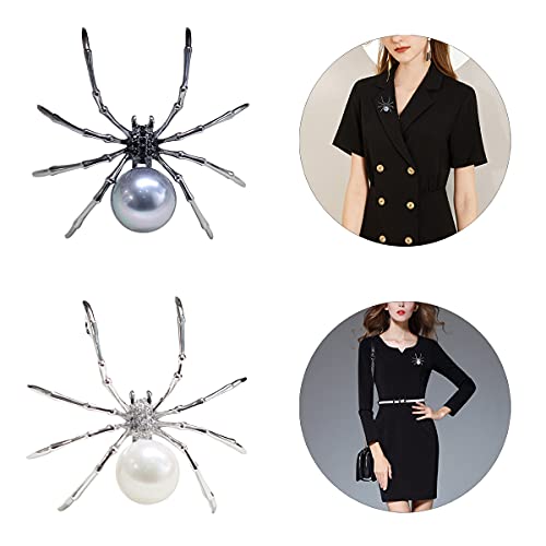 Nifocc Spinnen Brosche Halloween Spinnenbroschen Stifte Nachgeahmte Perlen Brosche für Frauen Kleid Kleidung Pullover Mantel Hüte Dekorative - 2 Stk Schwarz und Silber Nifocc Spinnen Brosche Halloween Spinnenbroschen Stifte Nachgeahmte Perlen Brosche für Frauen Kleid Kleidung Pullover Mantel Hüte Dekorative - 2 Stk Schwarz und Silber von Nifocc