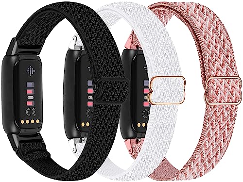 Nigaee 3 Stück verstellbare elastische Bänder & Spitzen-Silikonbänder kompatibel mit Fitbit Luxe, schlanke Silikon-Armbänder für Fitbit Luxe Fitness und Wellness-Tracker, Damen und Herren von Nigaee