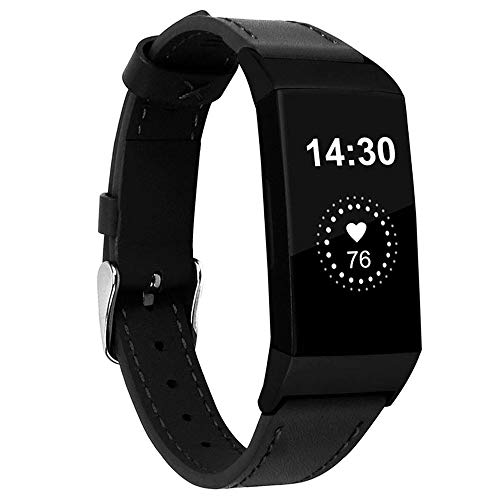 Nigaee Armband Kompatibel mit Fitbit Charge 4 Armband/Fitbit Charge 3 Armband Leder, Verstellbarer Sport Ersatzarmband Kompatibel mit Fitbit Charge 3/ Fitbit Charge 4 Armband, Damen Männer von Nigaee